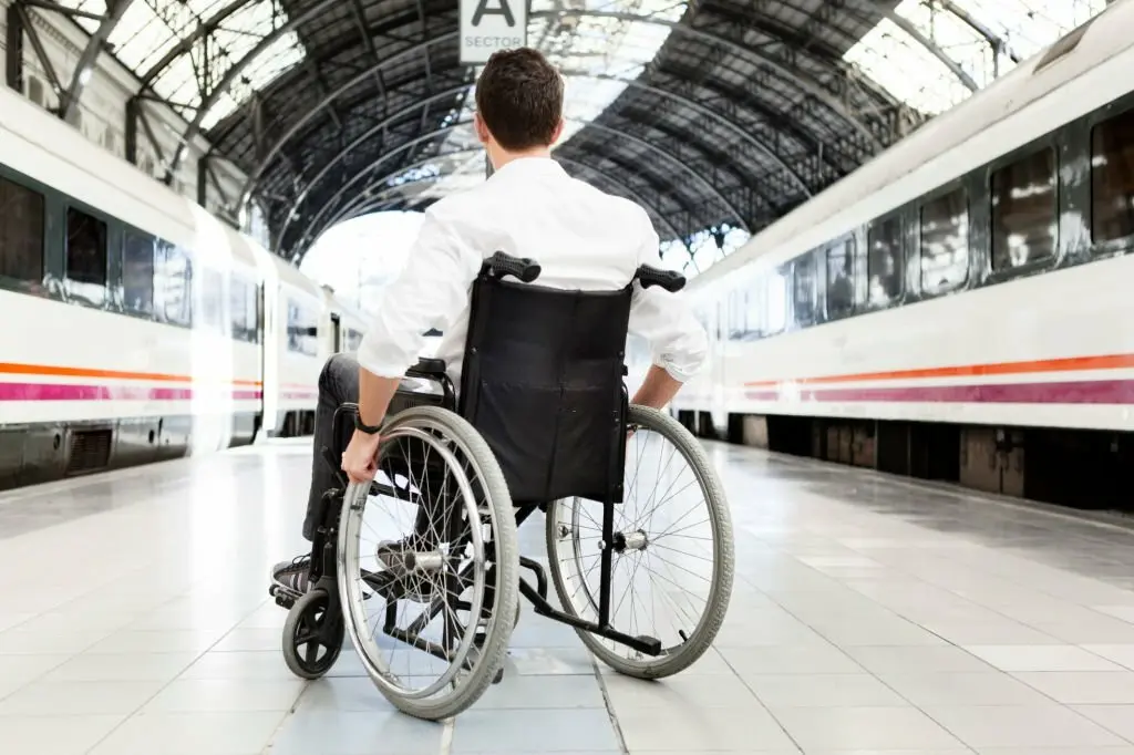 Traveler with Disability on Train Station